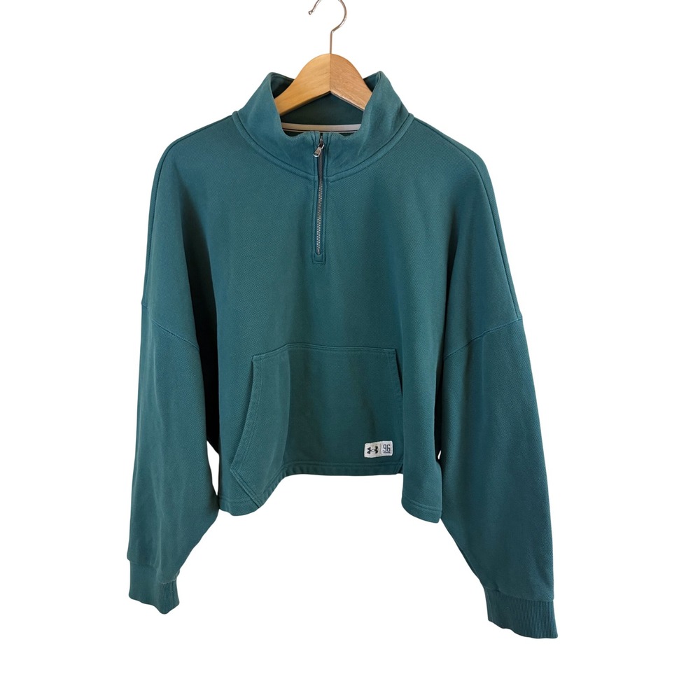 Under Armour Playback Oversized 1/4 Zip Pullover Fleece Women Large Crop Pocket